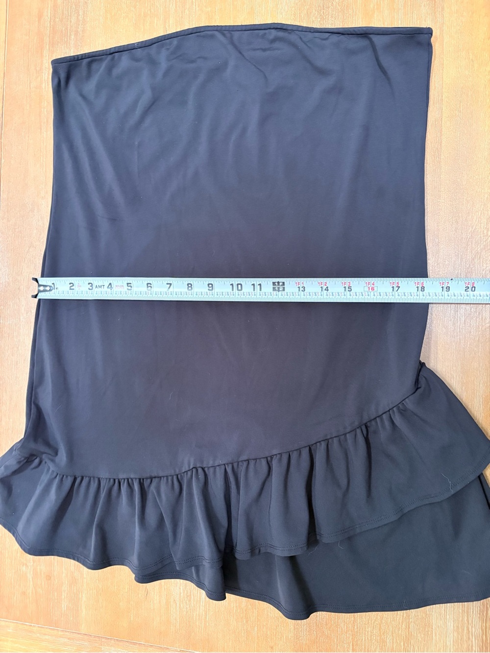 Divided Strapless Black Ruffle-Hem Mini Dress - Picture 8 of 10